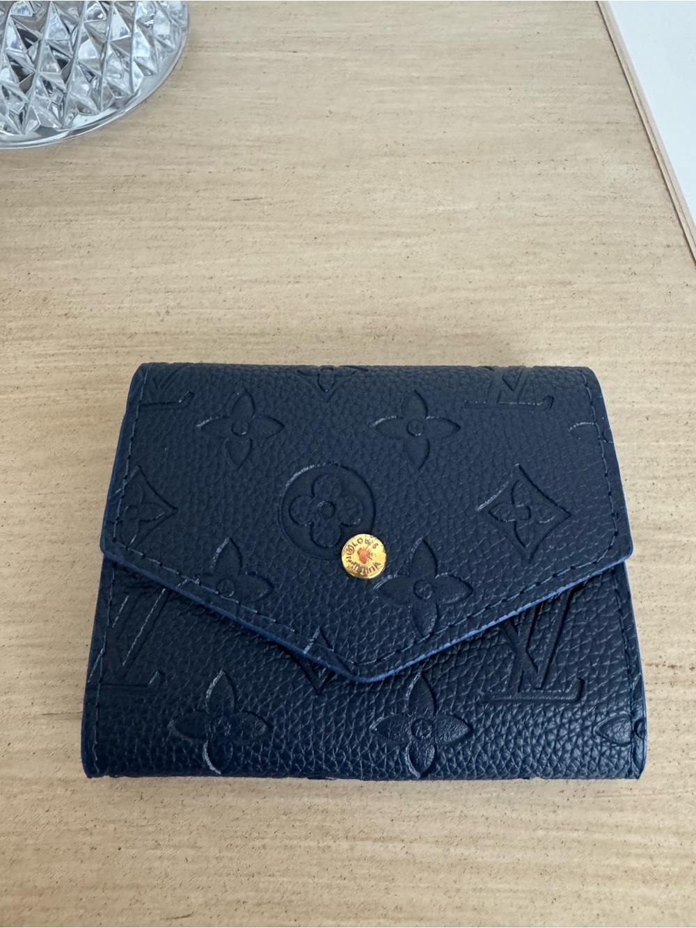 Louis Vuitton Navy Embossed Monogram Compact Wallet